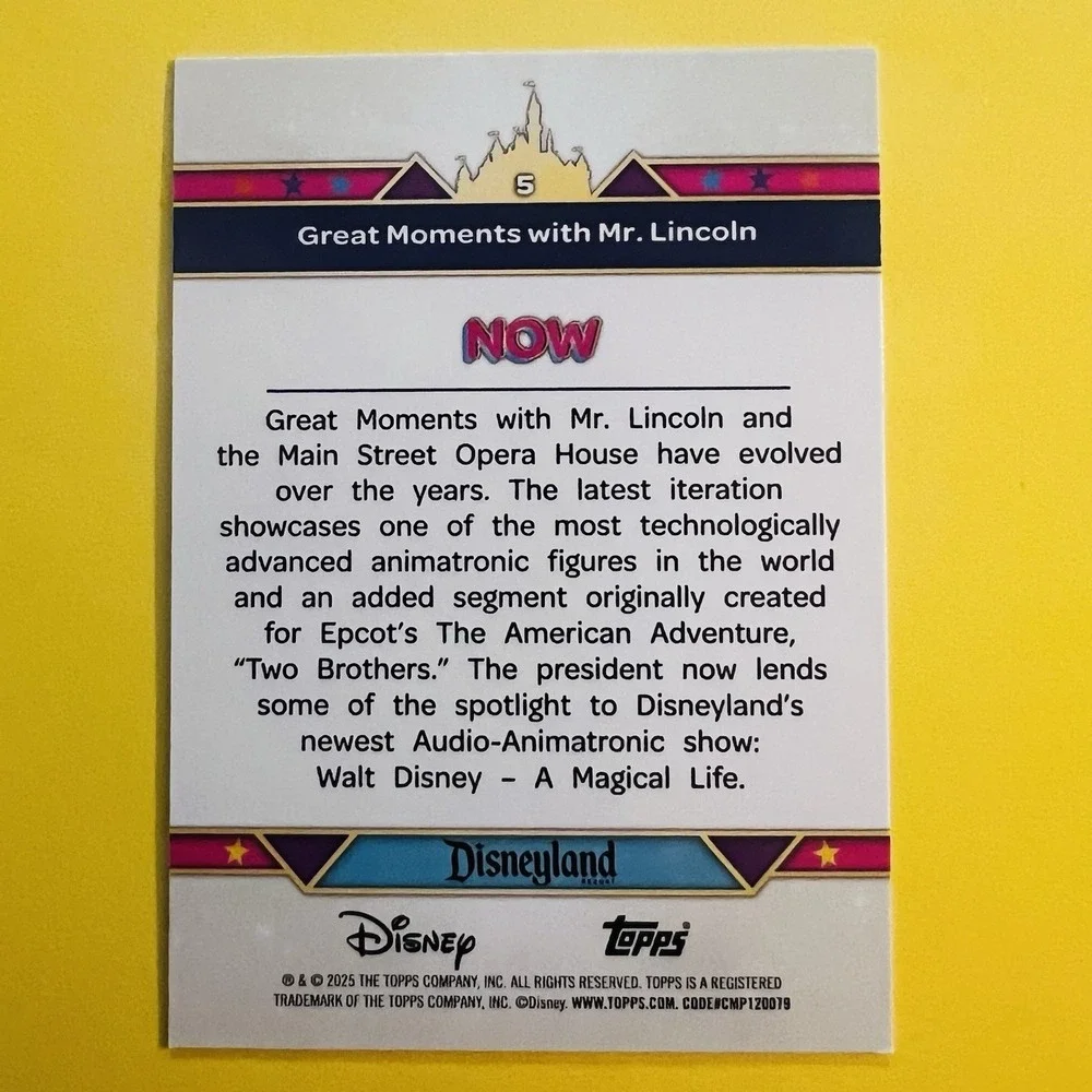 2025 Topps Disneyland 70th Anniversary  #5‎ Great Moments With Lincoln
